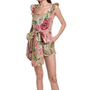 Farm Rio floral cross back ruffle romper xs
